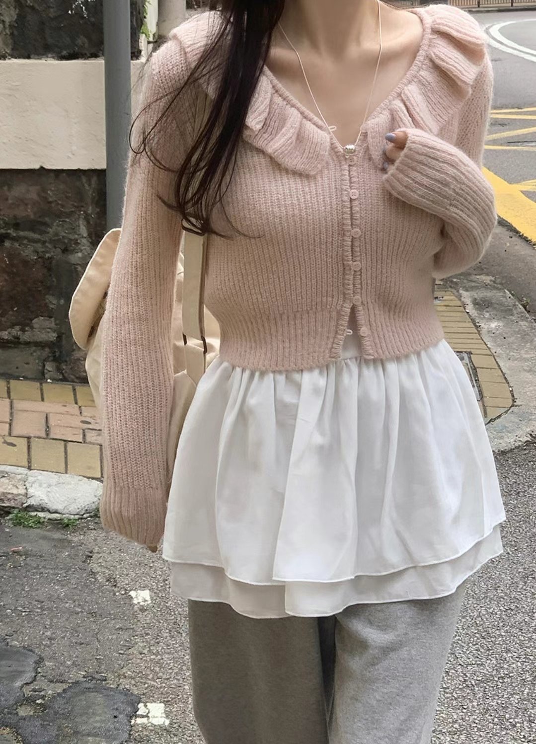 AFARRIER韓國㊣直郵東大門代購女裝新品休閑25春夏針織衫褶皺AFARRIER針織衫