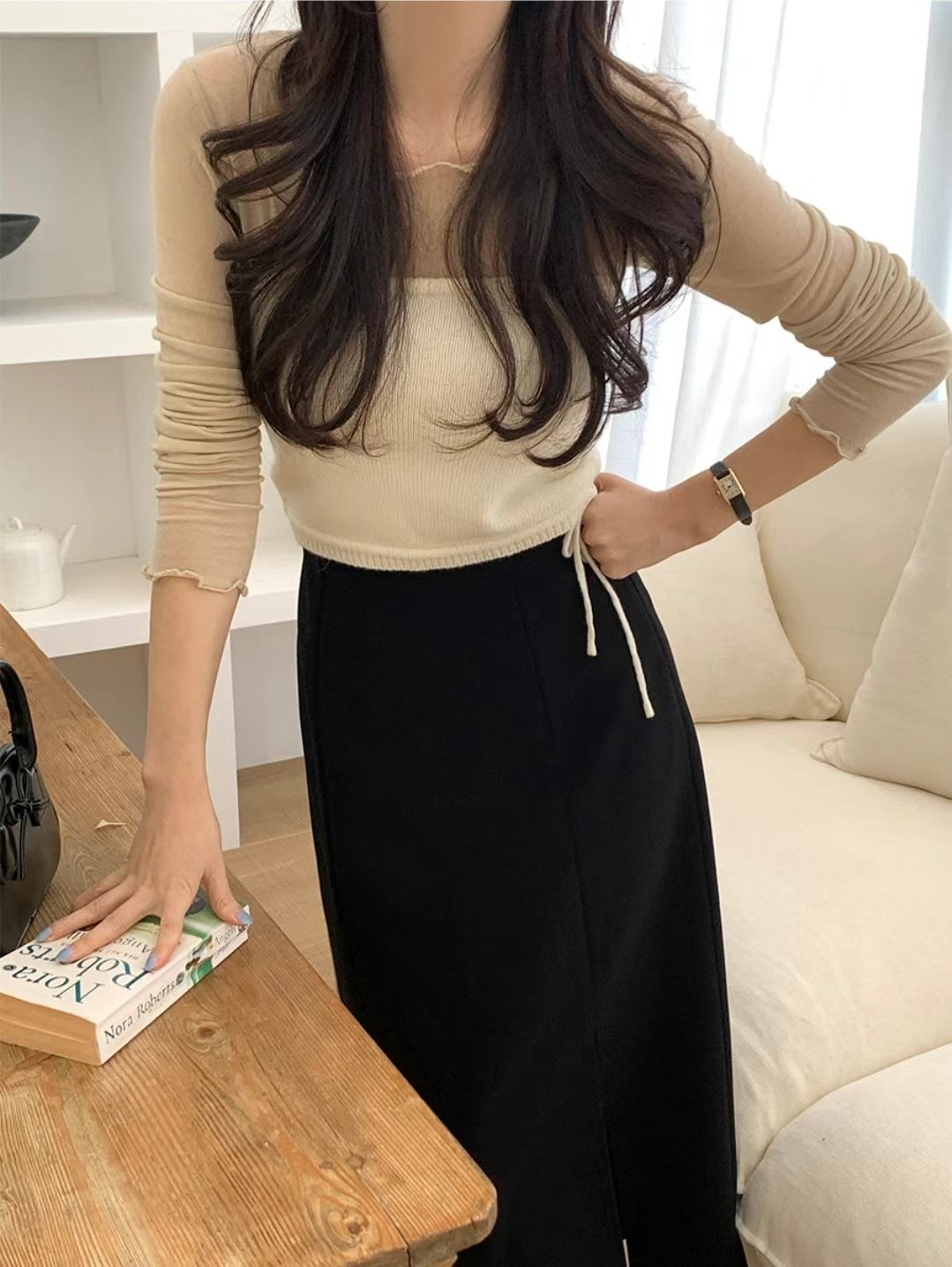 AFARRIER直郵韓國代購㊣女裝新款時尚推薦熱賣25春夏長袖T恤AFARRIER長袖T恤