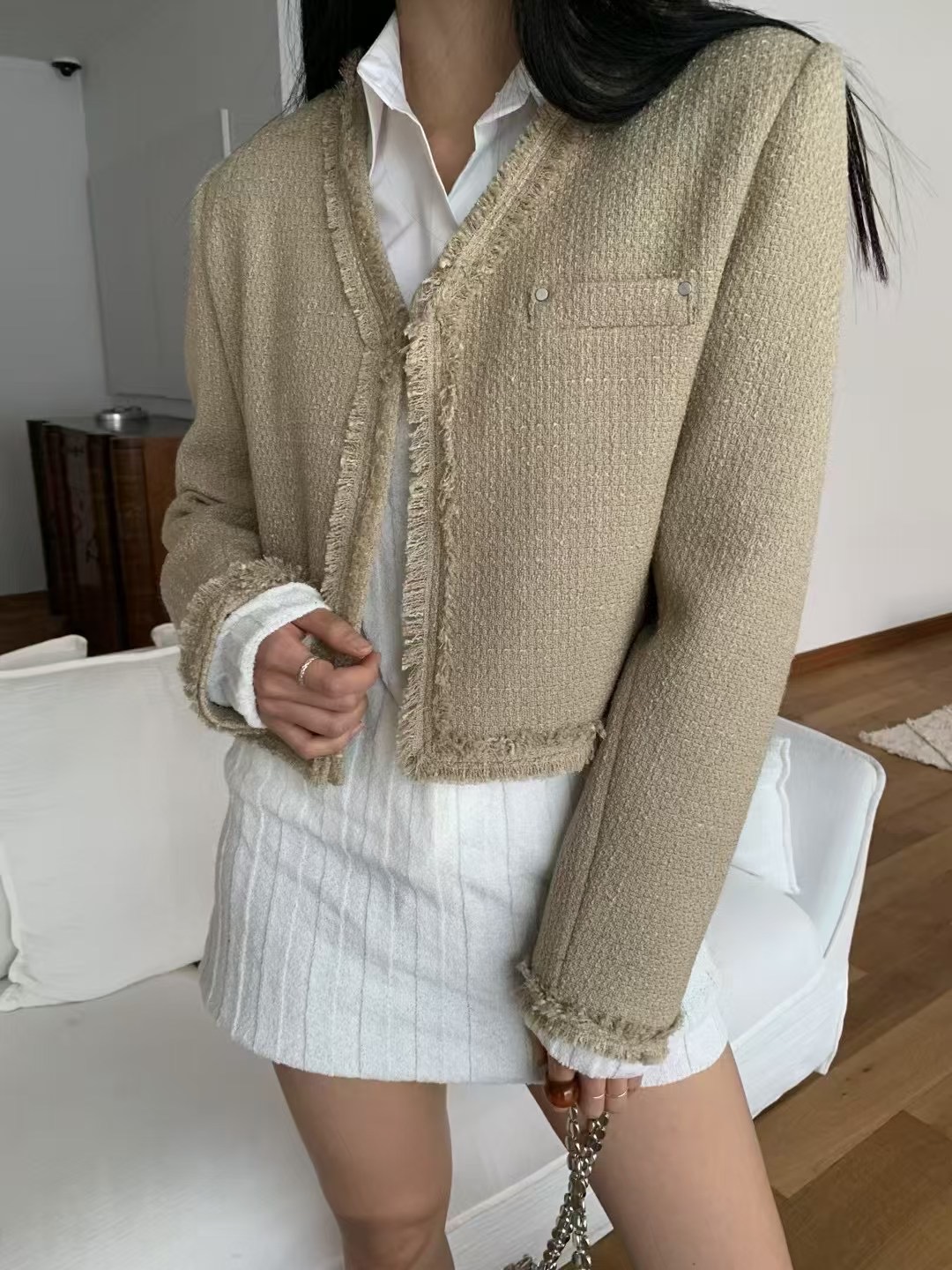 HANDER韓國直郵㊣東大門實拍女裝新款時尚25春夏推薦夾克花呢HANDER夾克圖色2