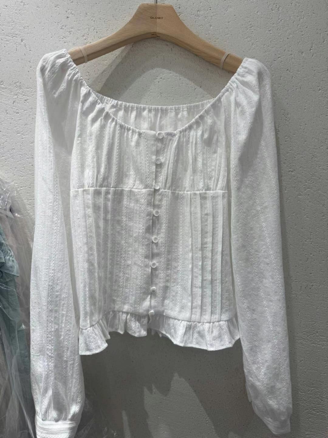 GLOWY直郵韓國代購㊣女裝新品人氣時尚休閑推薦25春夏襯衫蕾絲衫GLOWY襯衫/蕾絲衫