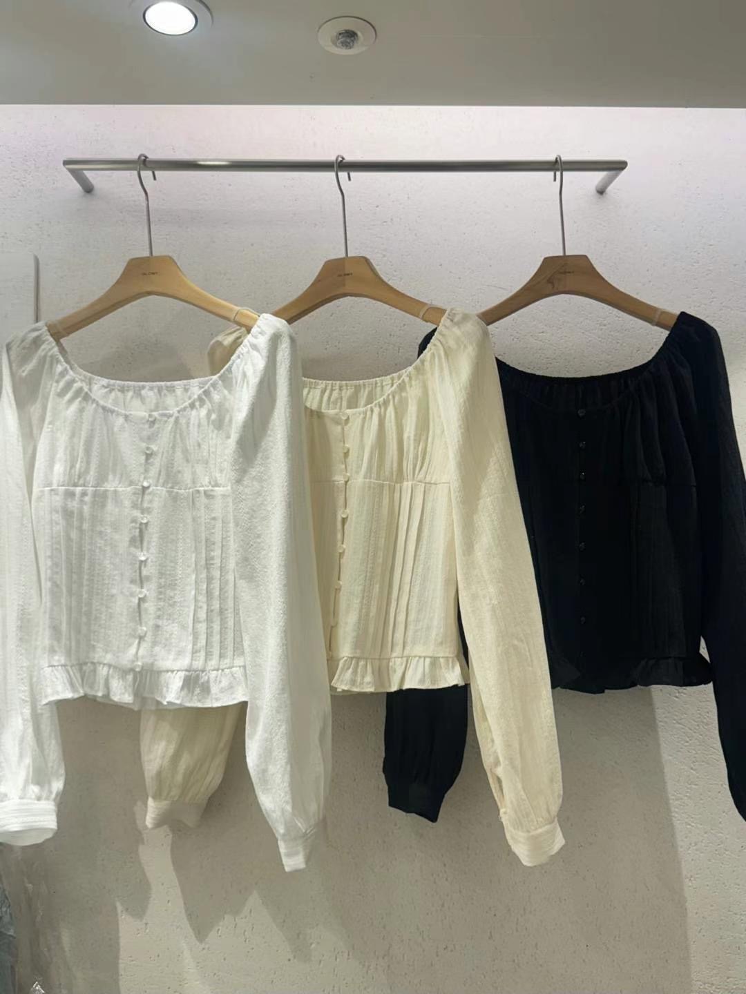 GLOWY直郵韓國代購㊣女裝新品人氣時尚休閑推薦25春夏襯衫蕾絲衫GLOWY襯衫/蕾絲衫圖色2左二色