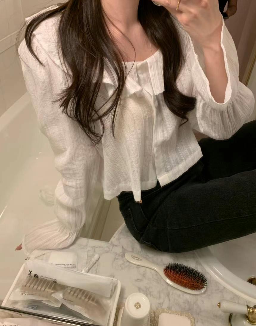 GLOWY韓國㊣直郵東大門代購女裝新款時尚推薦人氣襯衫蕾絲衫GLOWY襯衫/蕾絲衫