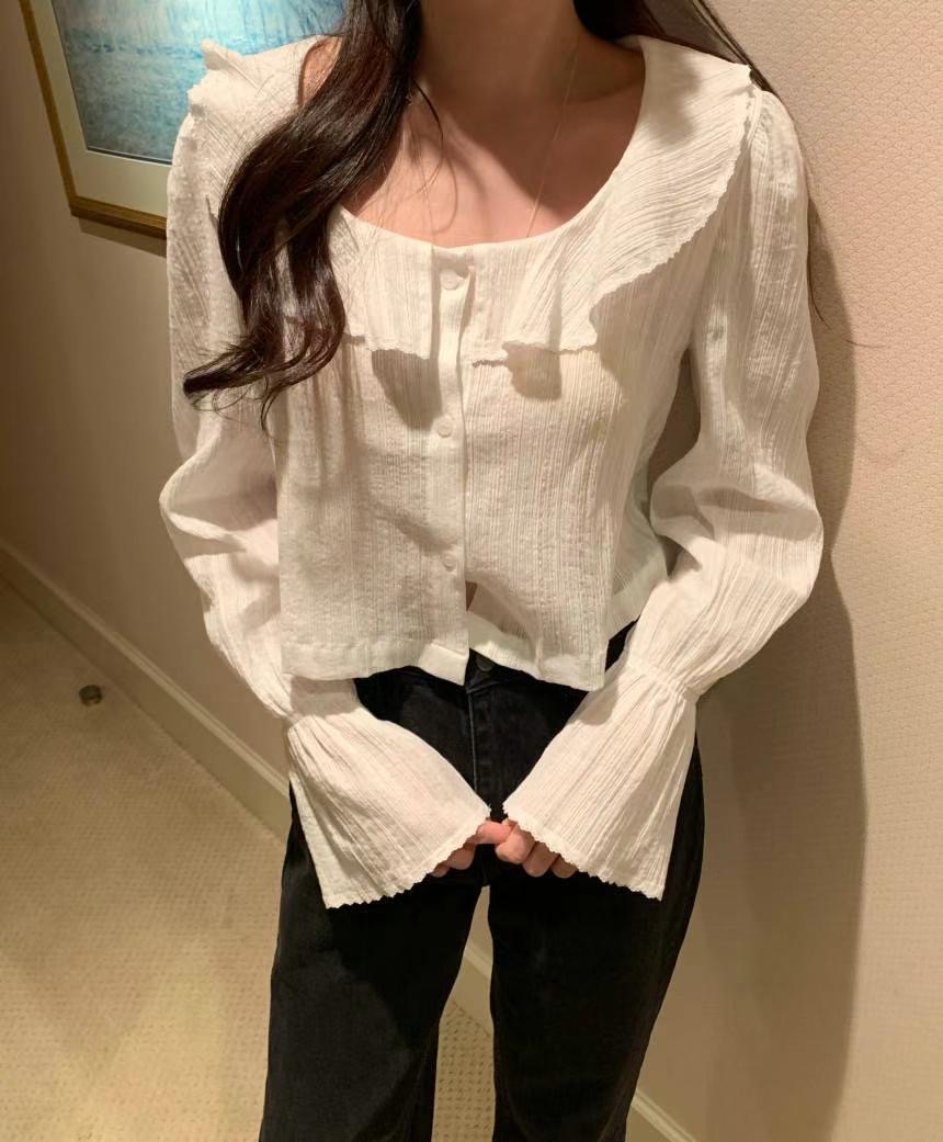 GLOWY韓國㊣直郵東大門代購女裝新款時尚推薦人氣襯衫蕾絲衫GLOWY襯衫/蕾絲衫