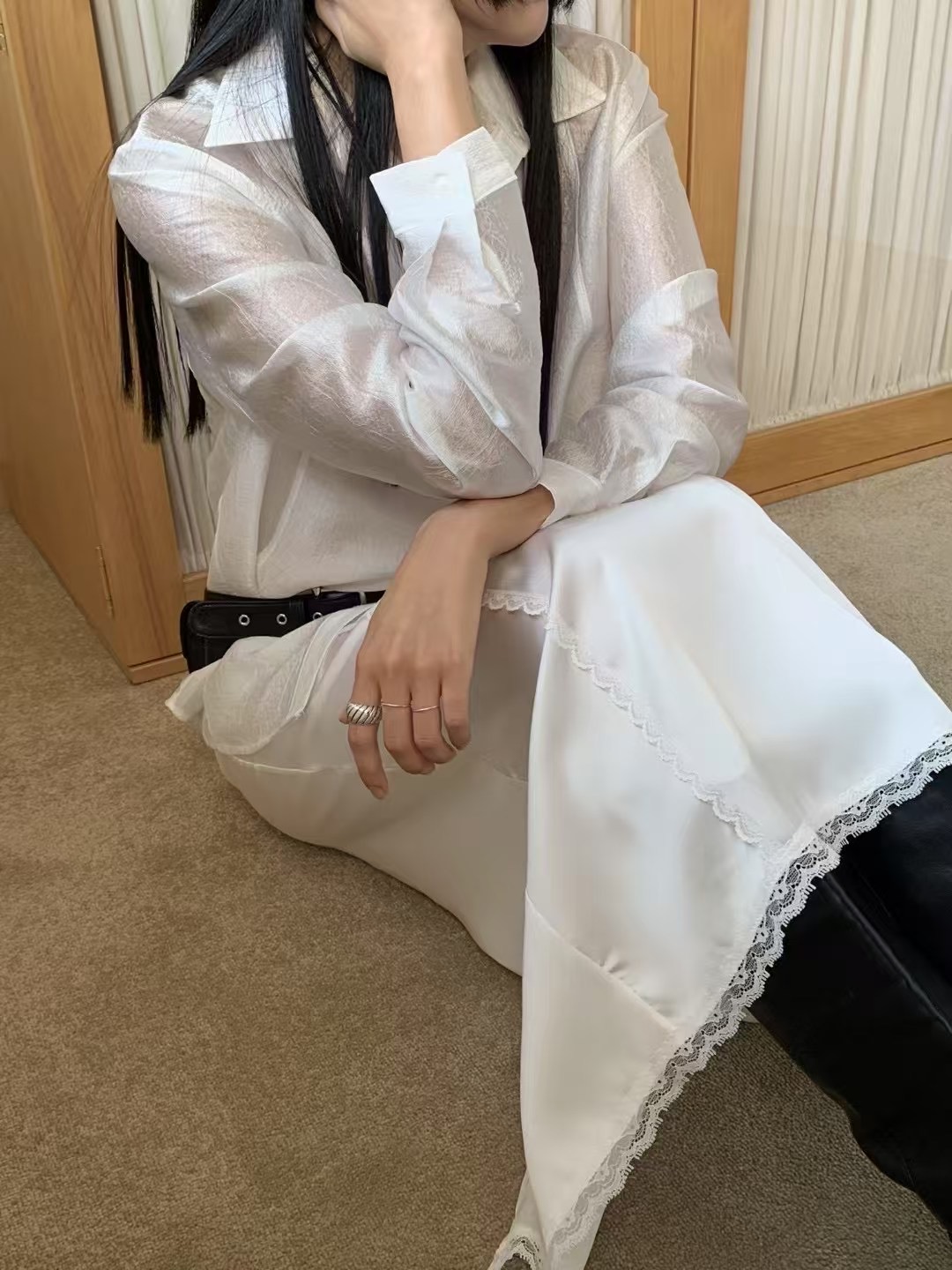 HANDER韓國㊣直郵東大門代購女裝新款時尚25春夏人氣熱賣長裙HANDER長裙