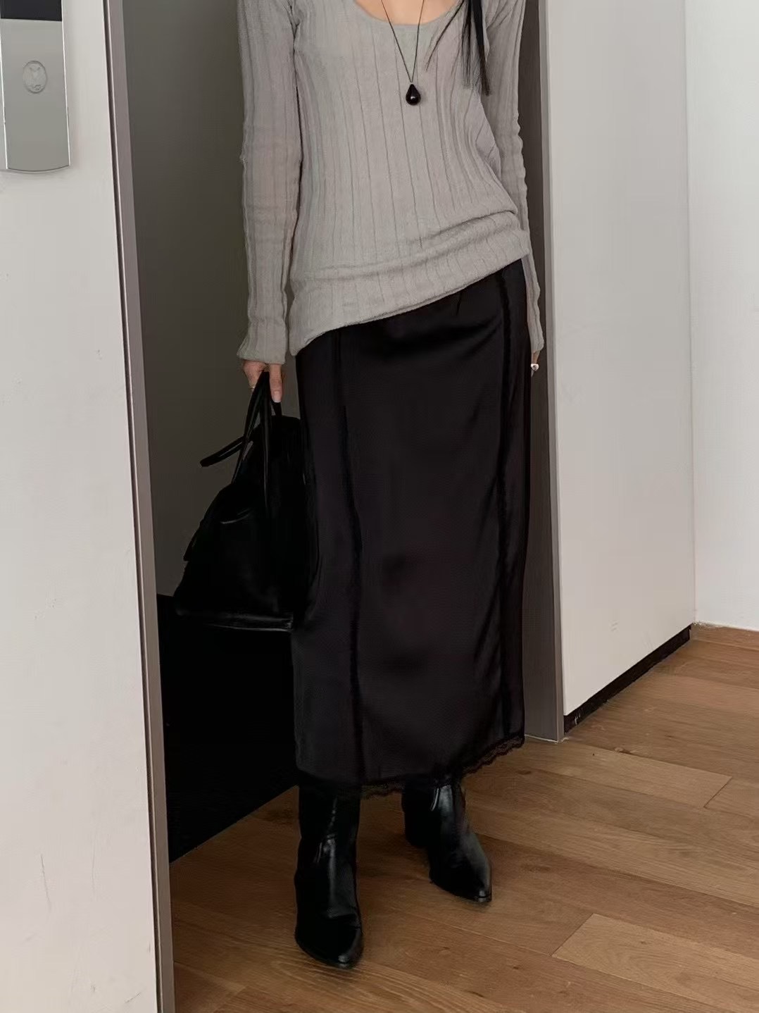 HANDER韓國㊣直郵東大門代購女裝新款時尚25春夏人氣熱賣長裙HANDER長裙