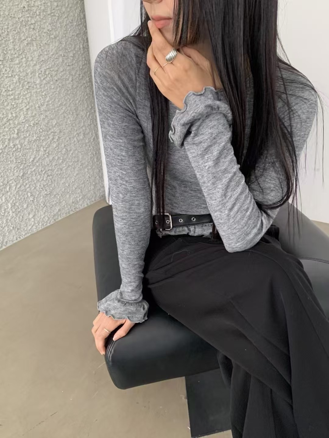 HANDER韓國直郵㊣女裝新款休閑熱賣時尚人氣推薦25春夏長袖T恤HANDER長袖T恤