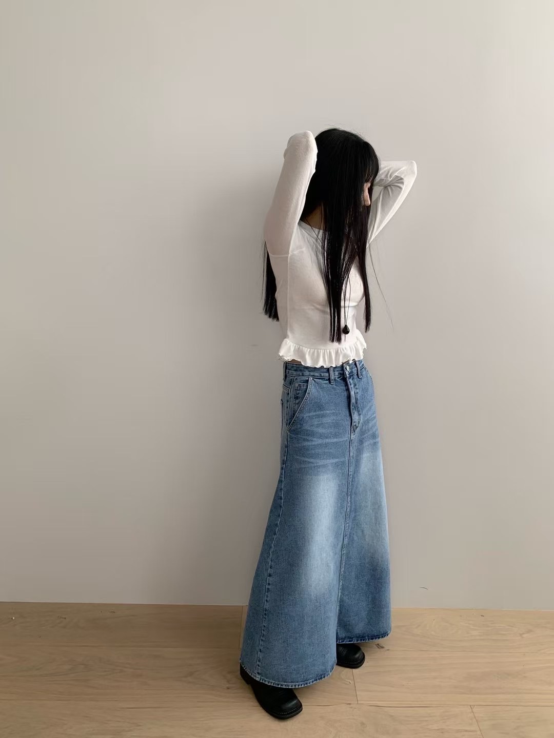 HANDER韓國直郵㊣東大門實拍女裝新款休閑時尚熱賣長裙長款HANDER長裙