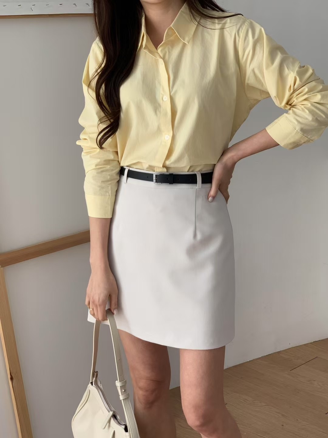 SRAP韓國直郵㊣女裝新品熱賣休閑時尚25春夏人氣短裙含腰帶SRAP短裙