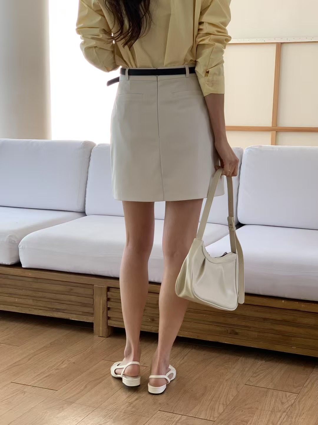 SRAP韓國直郵㊣女裝新品熱賣休閑時尚25春夏人氣短裙含腰帶SRAP短裙