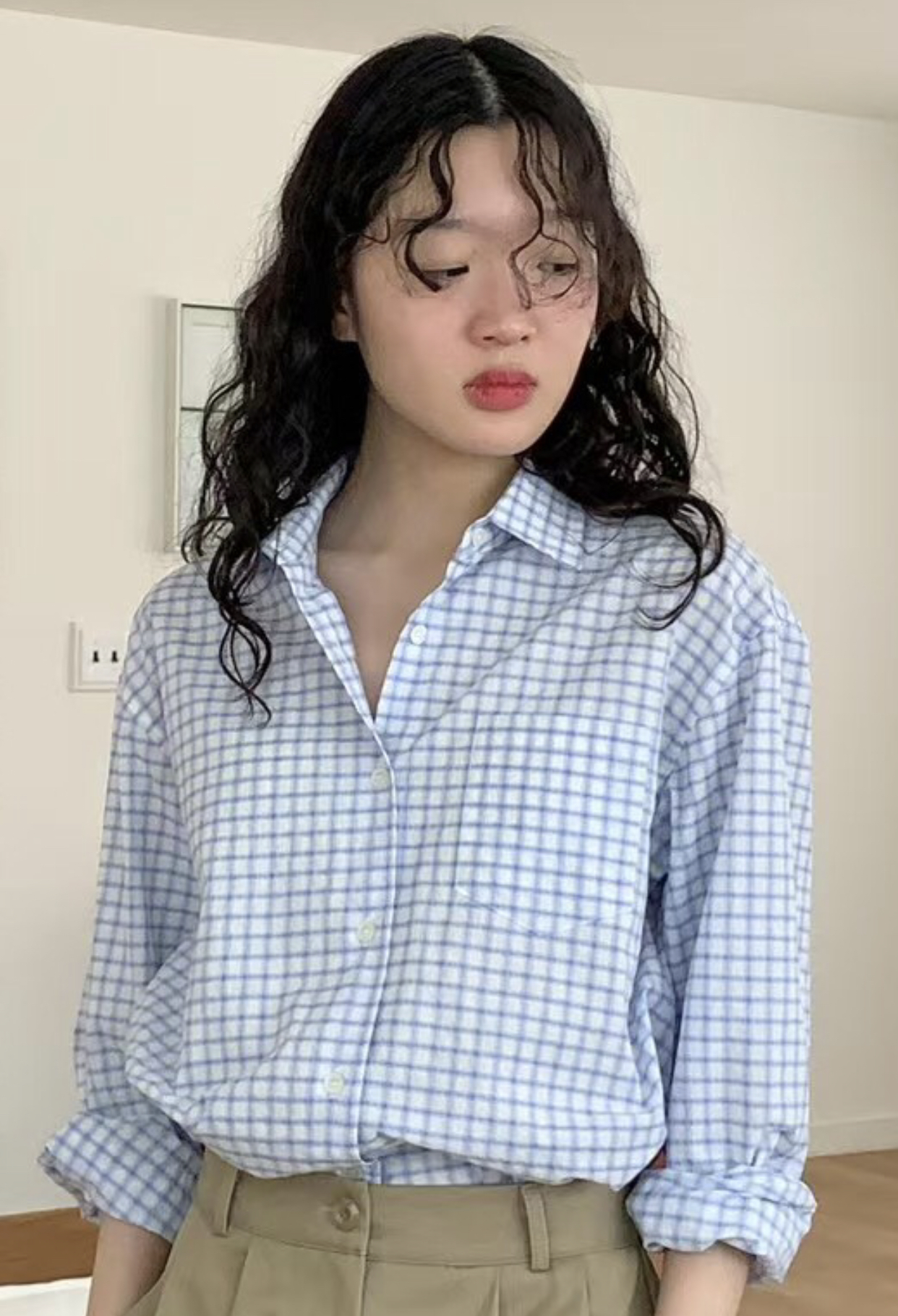 WEATHER韓國直郵㊣東大門實拍女裝新款熱賣25春夏襯衫蕾絲衫格紋GOBSLMURI-ot襯衫/蕾絲衫