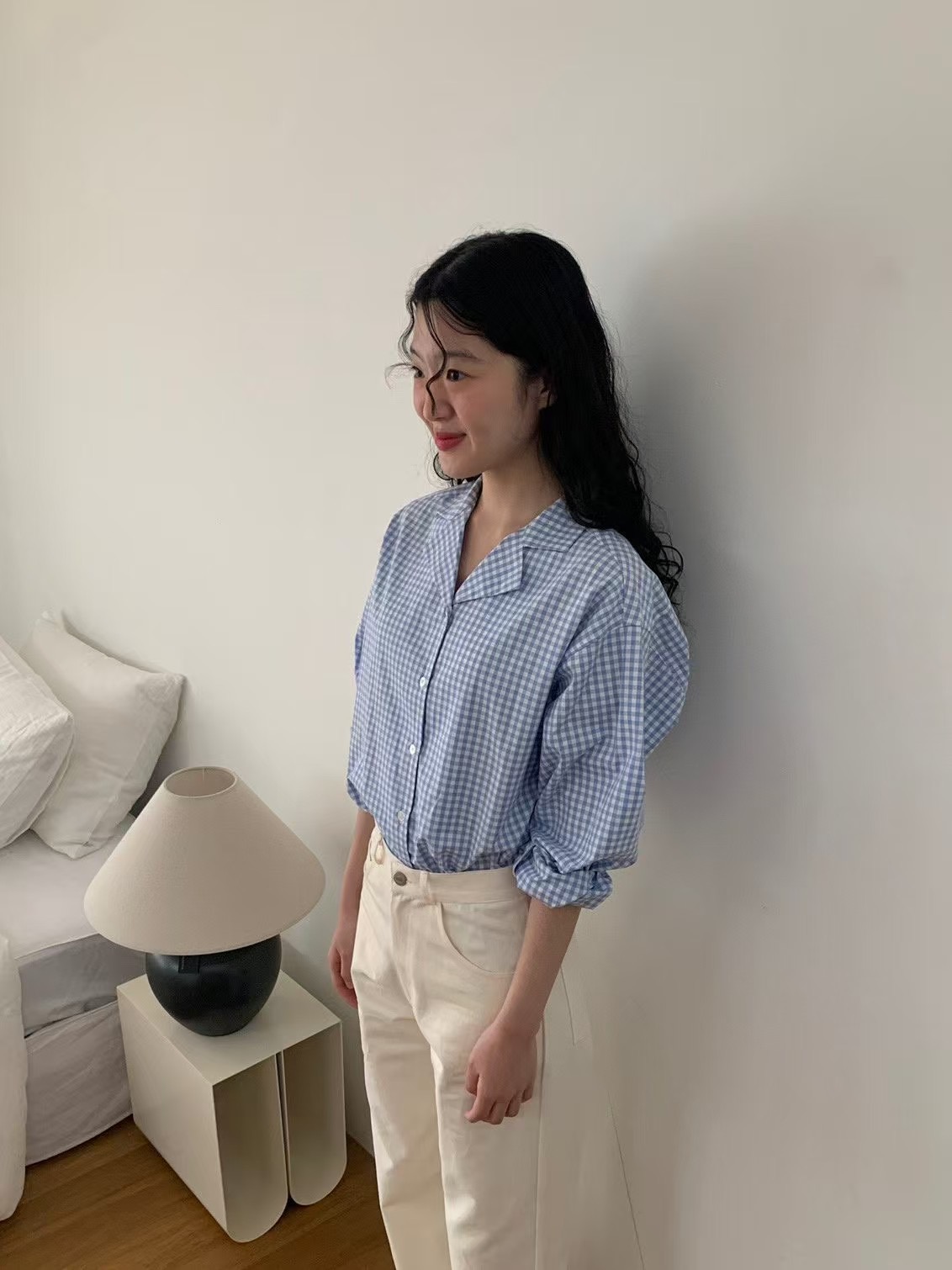 WEATHER韓國㊣直郵東大門代購女裝新款25春夏襯衫蕾絲衫格紋GOBSLMURI-ot襯衫/蕾絲衫