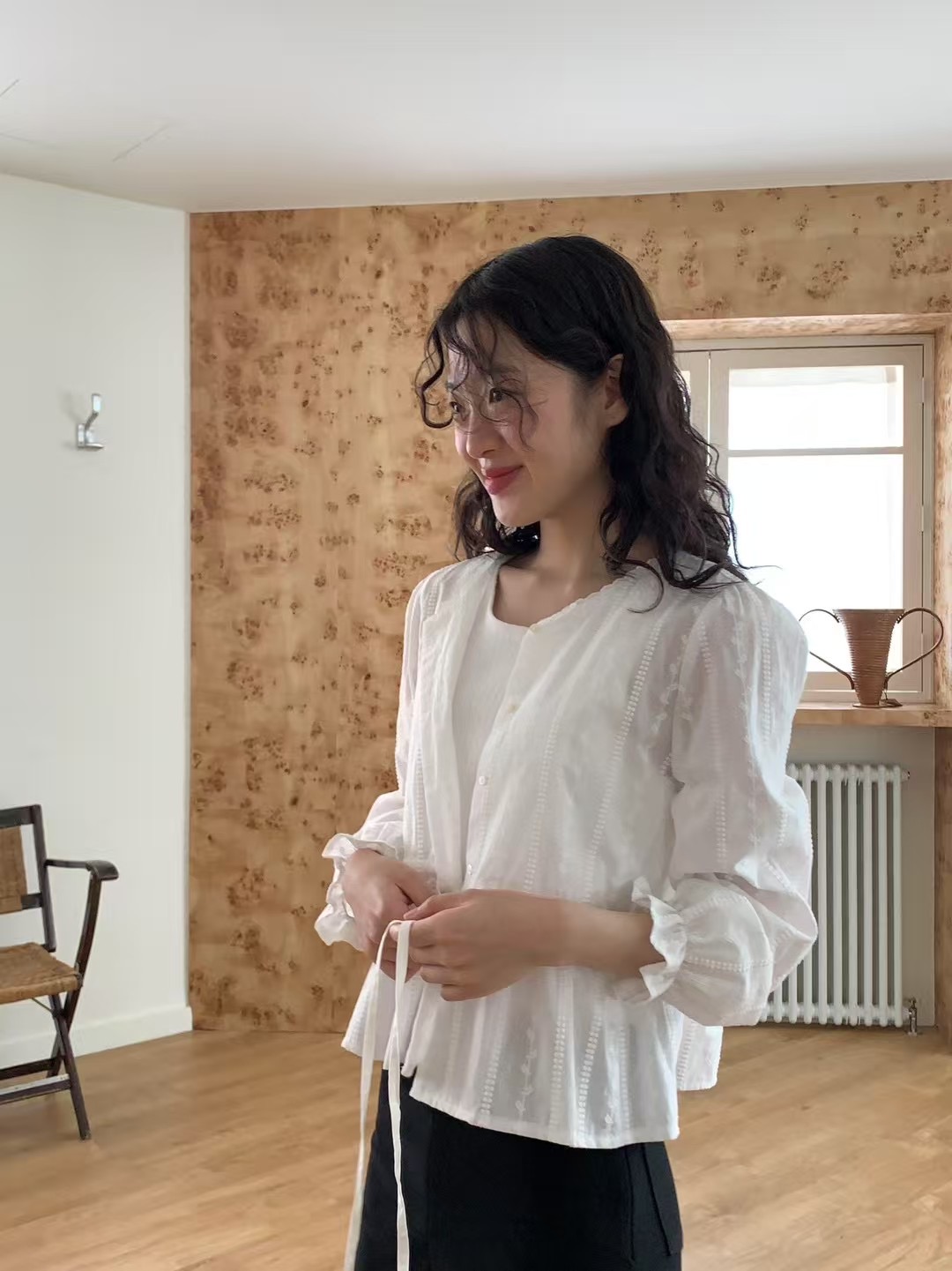 WEATHER韓國直郵㊣女裝新款休閑人氣25春夏時尚熱賣襯衫蕾絲衫GOBSLMURI-ot襯衫/蕾絲衫