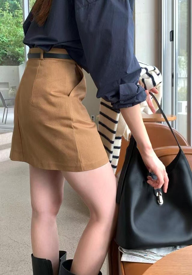 SRAP韓國直郵㊣東大門實拍女裝新款推薦時尚25春夏短裙含腰帶SRAP短裙