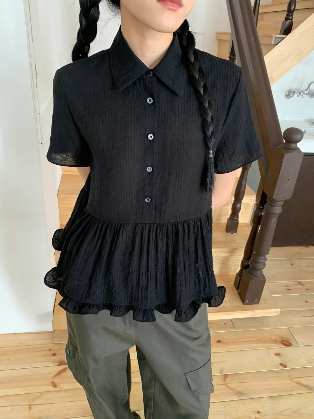 DIPPING韓國直郵㊣東大門實拍女裝新款推薦熱賣時尚襯衫蕾絲衫DIPPING襯衫/蕾絲衫