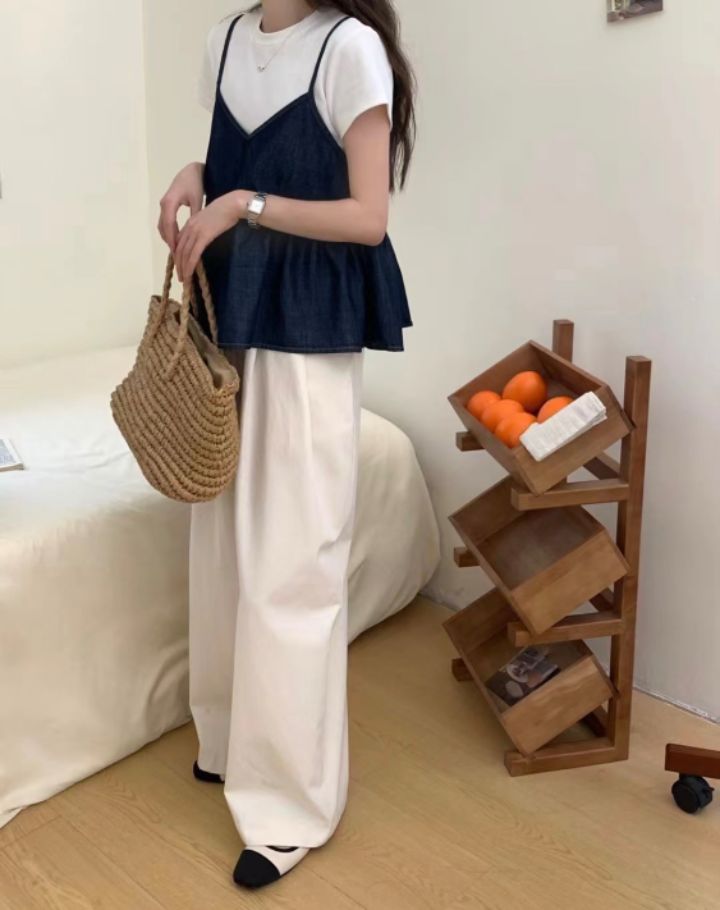 STAY HERE韓國㊣直郵東大門代購女裝新品休閑吊帶背心不含內搭緊身STAY HERE吊帶/背心
