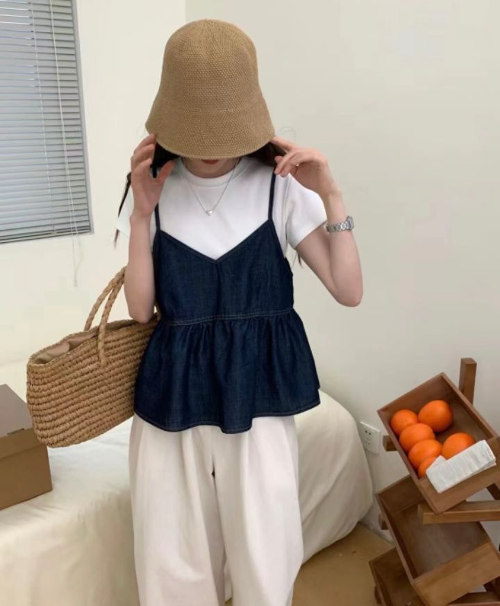 STAY HERE韓國㊣直郵東大門代購女裝新品休閑吊帶背心不含內搭緊身STAY HERE吊帶/背心