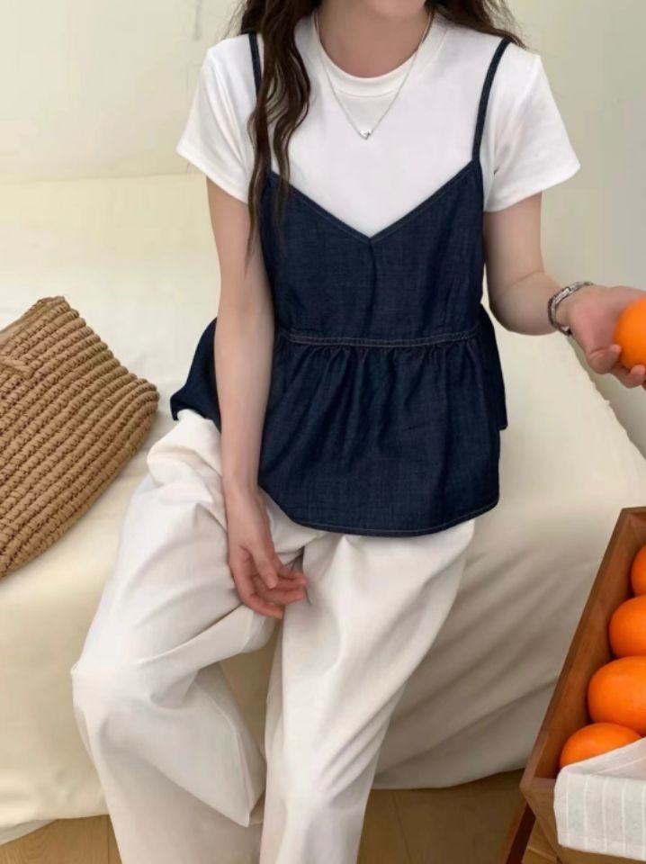 STAY HERE韓國㊣直郵東大門代購女裝新品休閑吊帶背心不含內搭緊身STAY HERE吊帶/背心