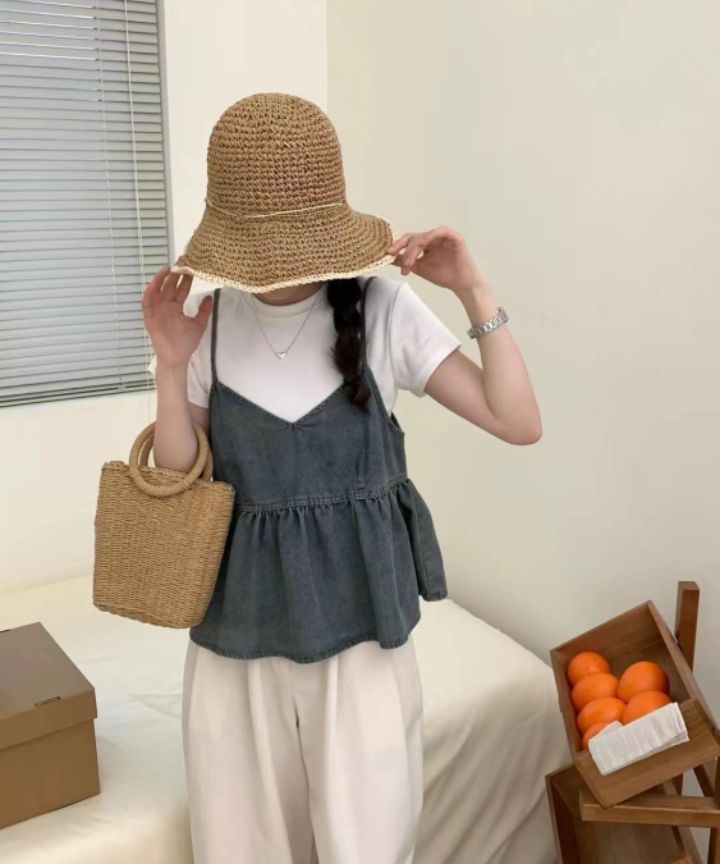 STAY HERE韓國㊣直郵東大門代購女裝新品休閑吊帶背心不含內搭緊身STAY HERE吊帶/背心