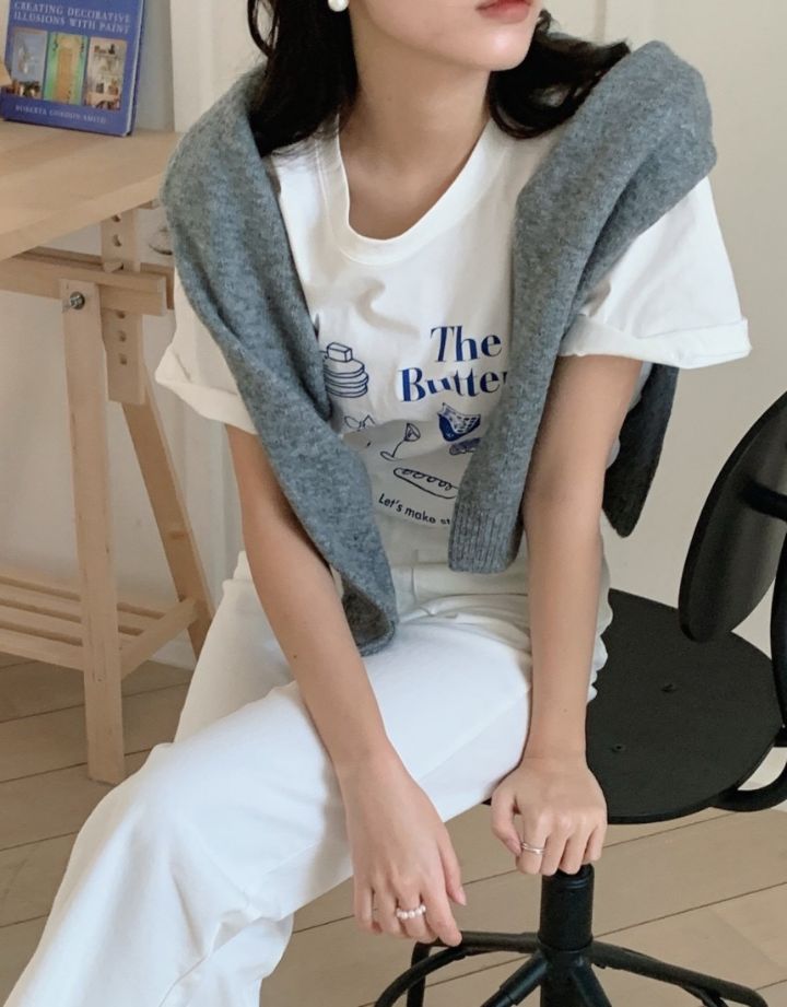 STAY HERE韓國直郵㊣東大門實拍女裝新款休閑時尚25春夏T恤STAY HERET恤