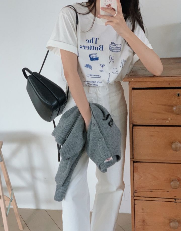STAY HERE韓國直郵㊣東大門實拍女裝新款休閑時尚25春夏T恤STAY HERET恤