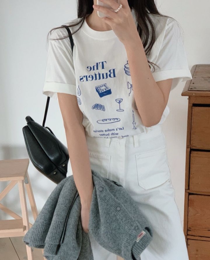 STAY HERE韓國直郵㊣東大門實拍女裝新款休閑時尚25春夏T恤STAY HERET恤