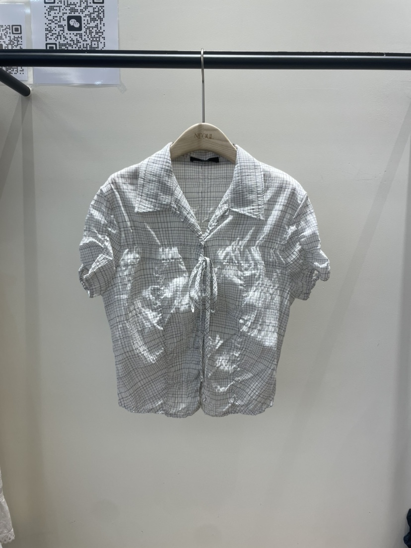 NEOUL韓國直郵㊣女裝新品時尚人氣休閑熱賣推薦25春夏襯衫蕾絲衫NEOUL/ahin雙領標簽襯衫/蕾絲衫圖色2