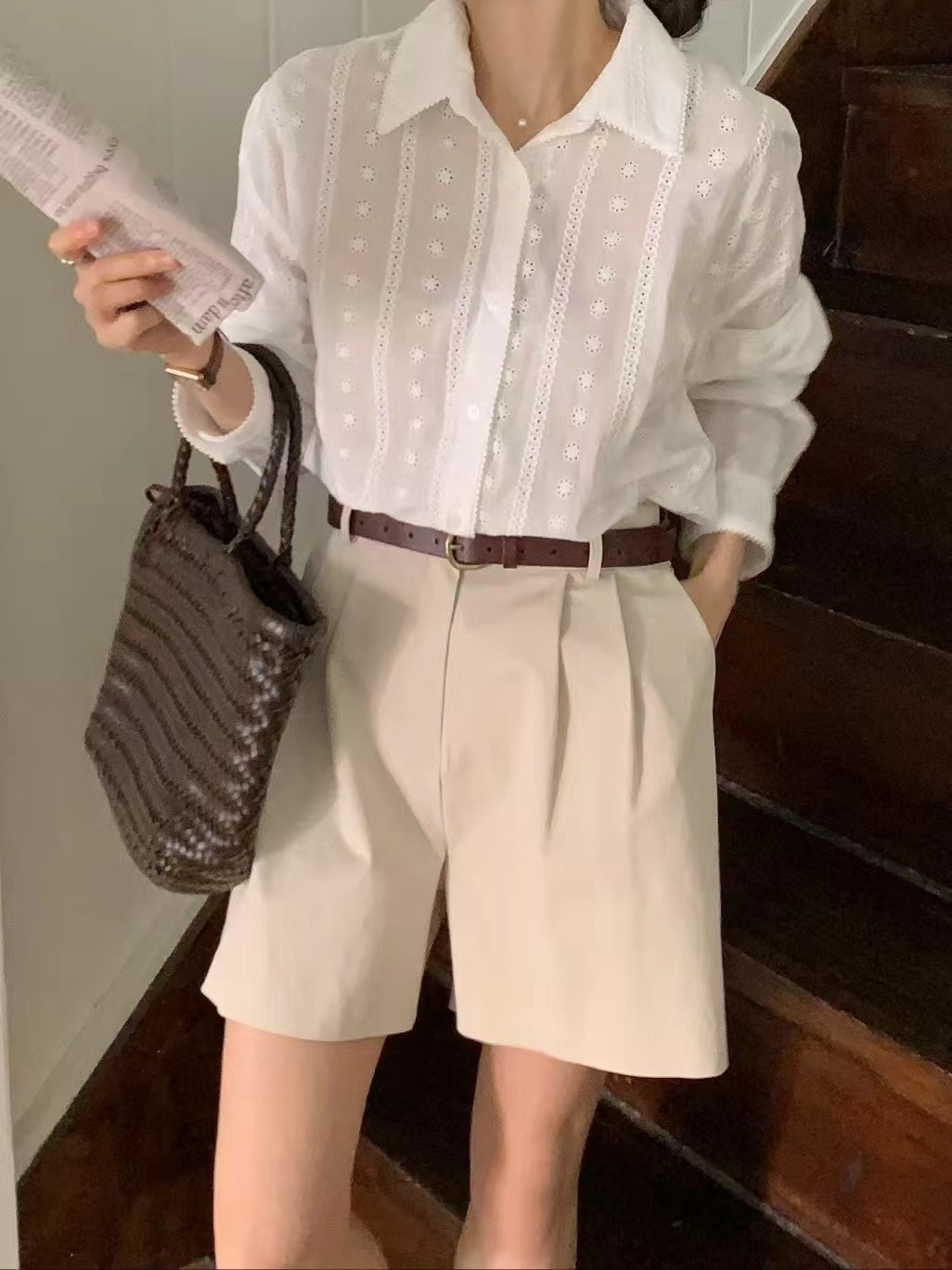 MIPPUDA韓國直郵㊣東大門實拍女裝新品時尚休閑25春夏襯衫蕾絲衫MIPPUDA襯衫/蕾絲衫