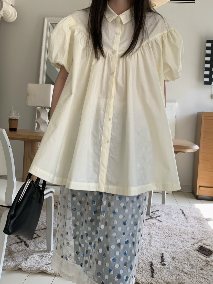 PEBBLE韓國直郵㊣東大門實拍女裝新款熱賣25春夏襯衫蕾絲衫PEBBLE襯衫/蕾絲衫