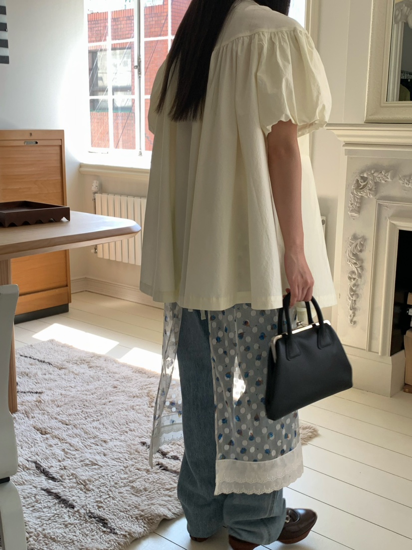 PEBBLE韓國直郵㊣東大門實拍女裝新款熱賣25春夏襯衫蕾絲衫PEBBLE襯衫/蕾絲衫