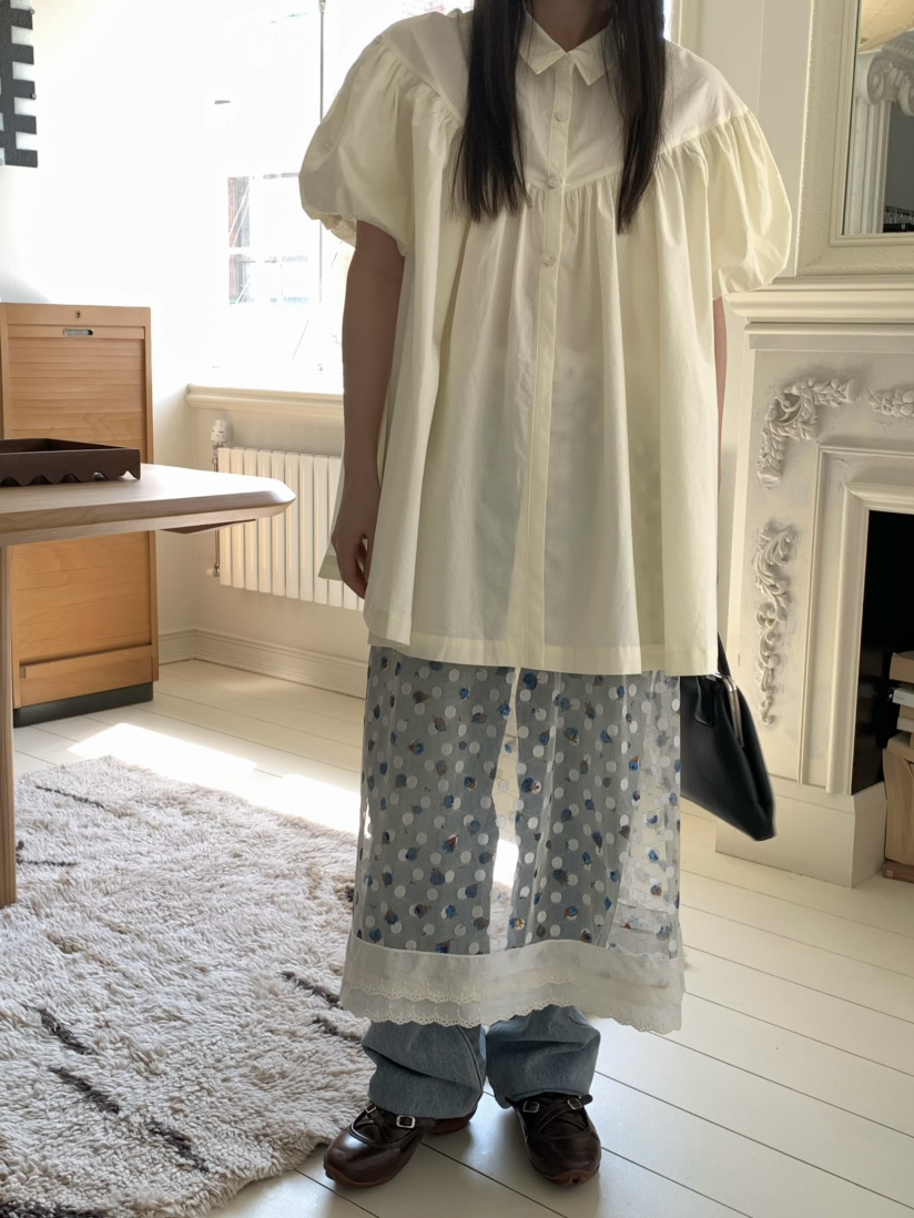 PEBBLE韓國直郵㊣東大門實拍女裝新款熱賣25春夏襯衫蕾絲衫PEBBLE襯衫/蕾絲衫