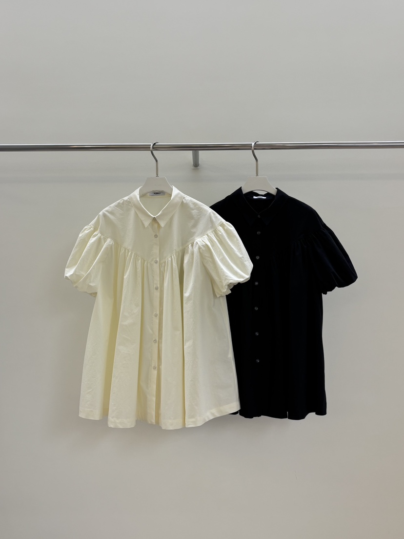 PEBBLE韓國直郵㊣東大門實拍女裝新款熱賣25春夏襯衫蕾絲衫PEBBLE襯衫/蕾絲衫