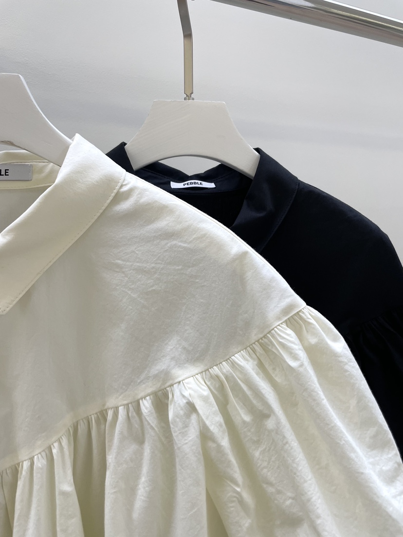 PEBBLE韓國直郵㊣東大門實拍女裝新款熱賣25春夏襯衫蕾絲衫PEBBLE襯衫/蕾絲衫