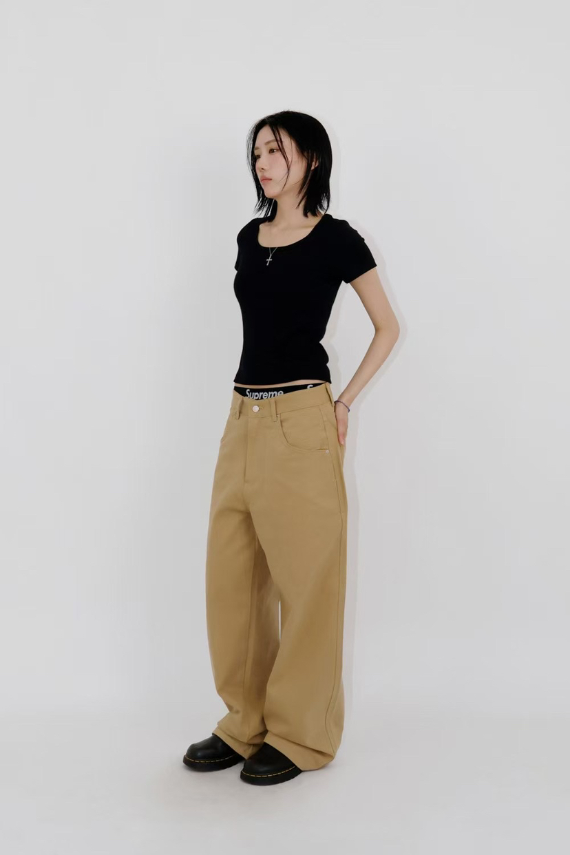 ANSWER直郵韓國代購㊣女裝新款人氣休閑褲不含腰帶男女同款ANSWER休閑褲