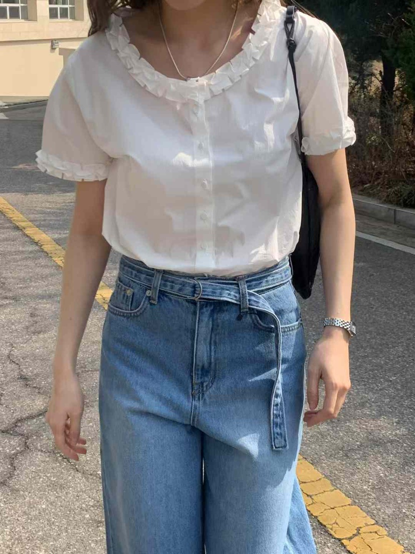 VENIR-a韓國直郵㊣女裝新品熱賣時尚休閑25春夏襯衫蕾絲衫VENIR-a襯衫/蕾絲衫