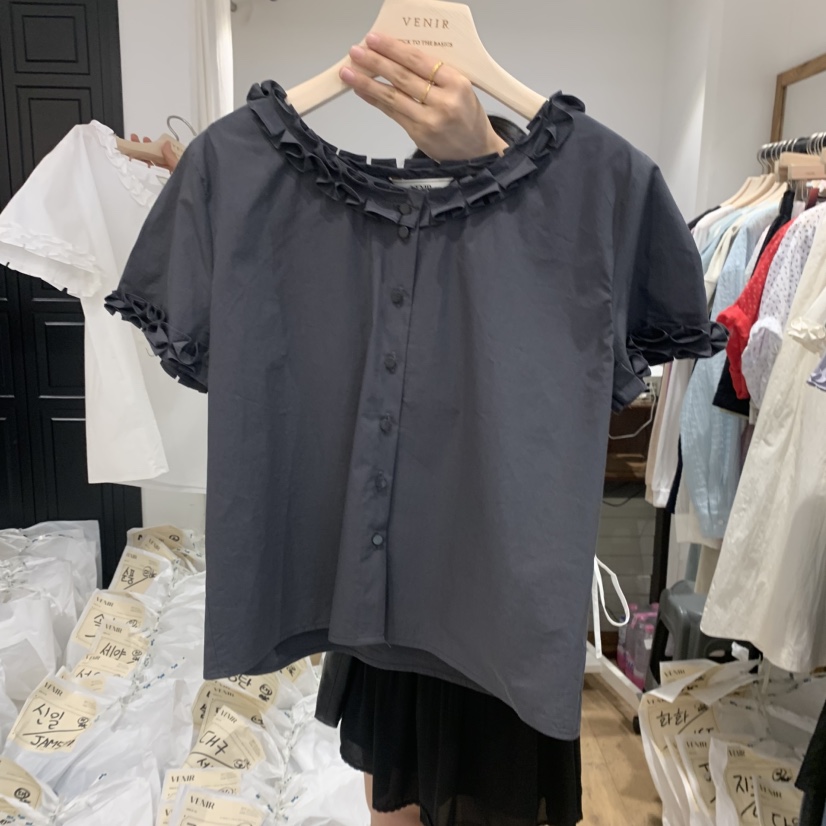 VENIR-a韓國直郵㊣女裝新品熱賣時尚休閑25春夏襯衫蕾絲衫VENIR-a襯衫/蕾絲衫圖色4