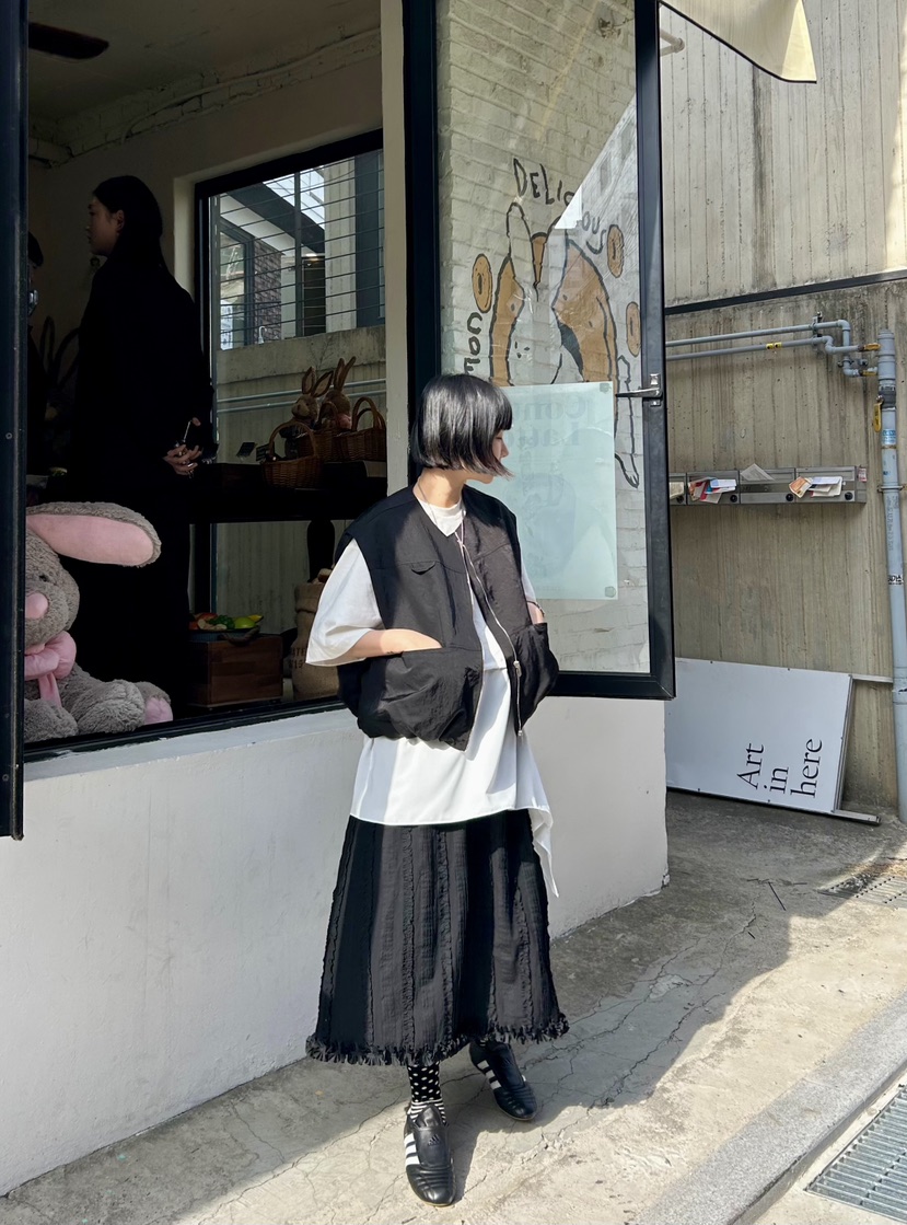 THE LINE-Q直郵韓國代購㊣女裝新品25春夏時尚休閑熱賣長裙THE LINE-q長裙