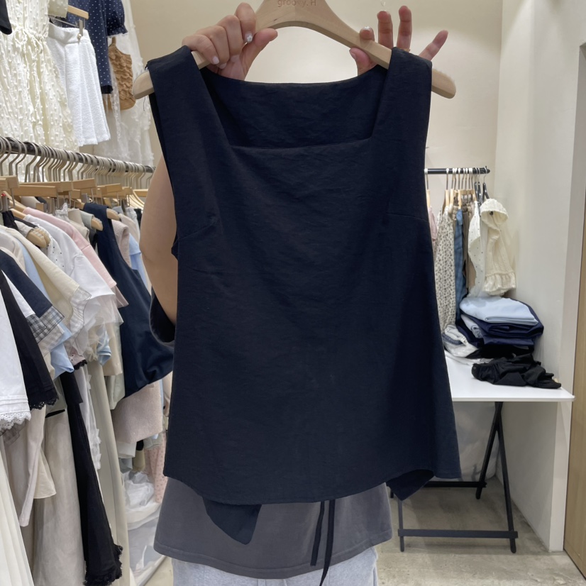 HOLYBANANA直郵韓國代購㊣女裝新品休閑時尚熱賣25春夏吊帶背心groovy.H/HOLYBANANA吊帶/背心圖色4