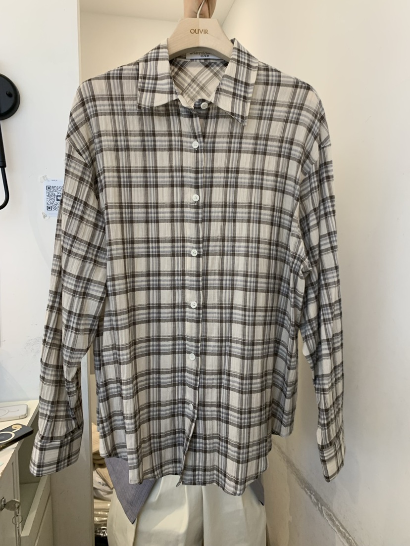 OUVIR直郵韓國代購㊣女裝新品25春夏時尚人氣襯衫蕾絲衫格紋O.V.R/OUVIR襯衫/蕾絲衫圖色2