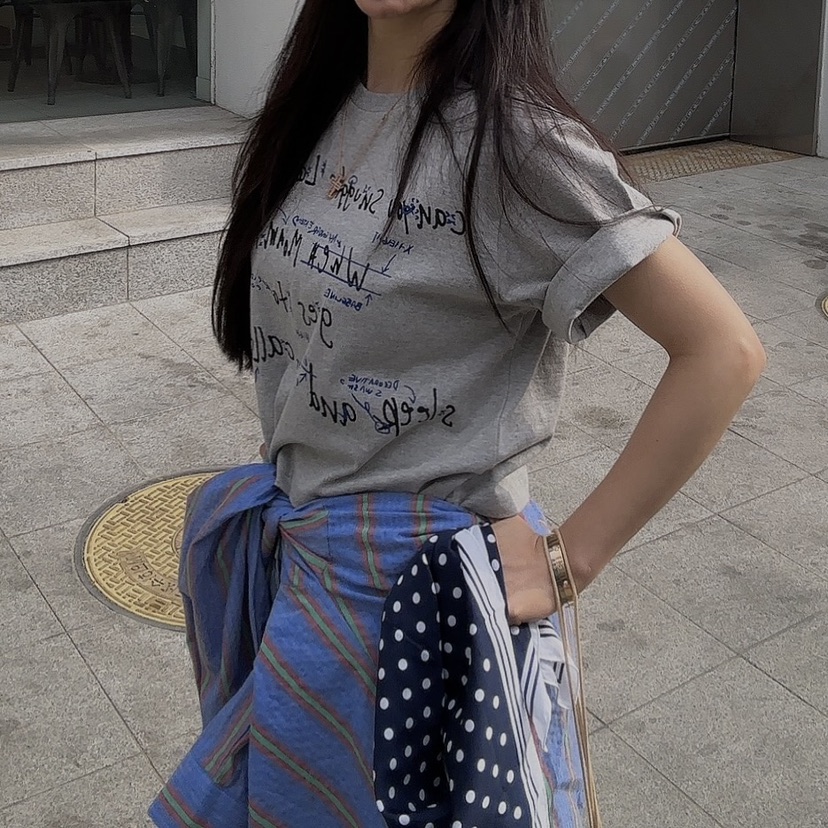 PALETTE-Q東大門實拍女裝新品熱賣25春夏職業人氣休閑T恤短款PALETTET恤