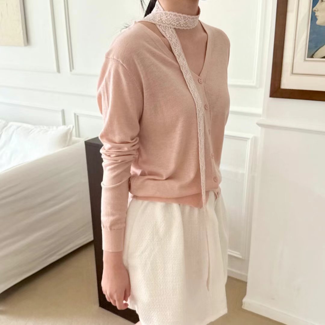 NEO東大門代購女裝新款推薦真品25春夏休閑職業針織衫含脖帶NEO針織衫