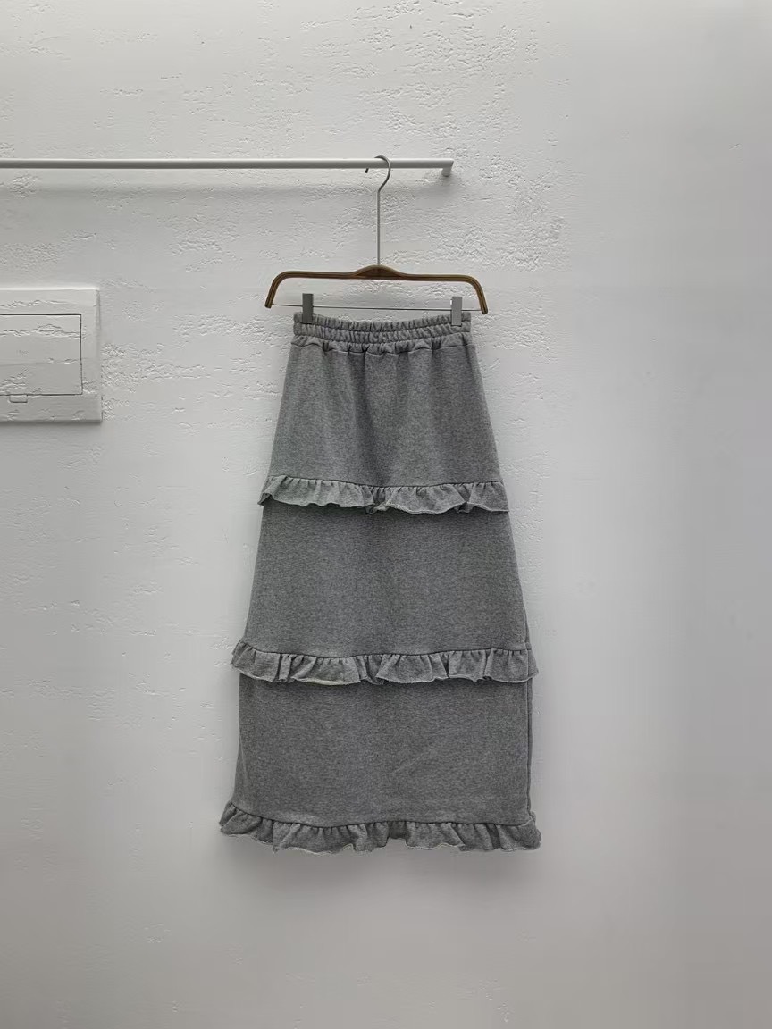 KIMFASHION東大門實拍女裝新款時尚真品休閑人氣長裙荷葉邊KIMFASHION長裙圖色2
