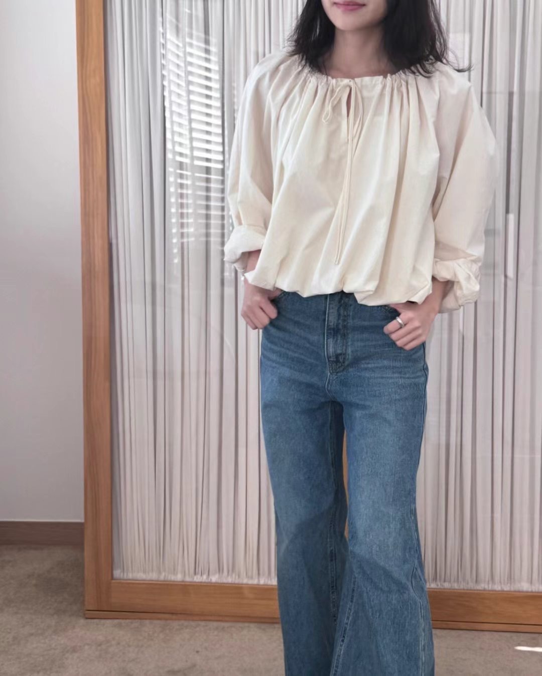 There’s直郵韓國代購㊣女裝新款人氣25春夏休閑襯衫蕾絲衫There’s襯衫/蕾絲衫