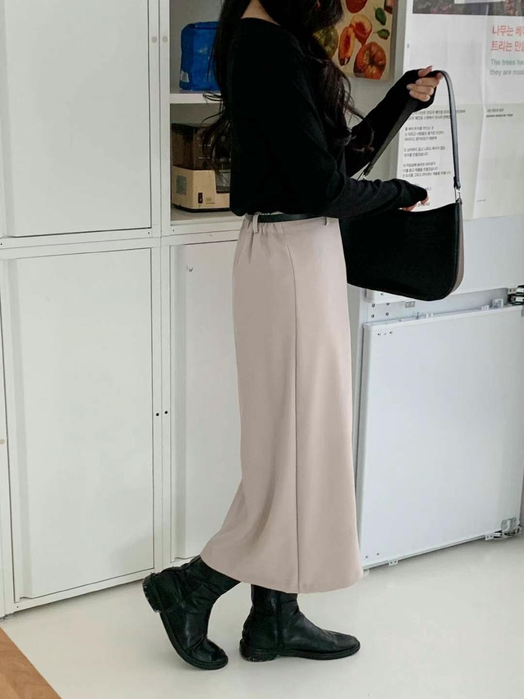 STELLA SKIRT東大門實拍女裝新款休閑熱賣真品職業長裙含腰帶STELLA SKIRT長裙