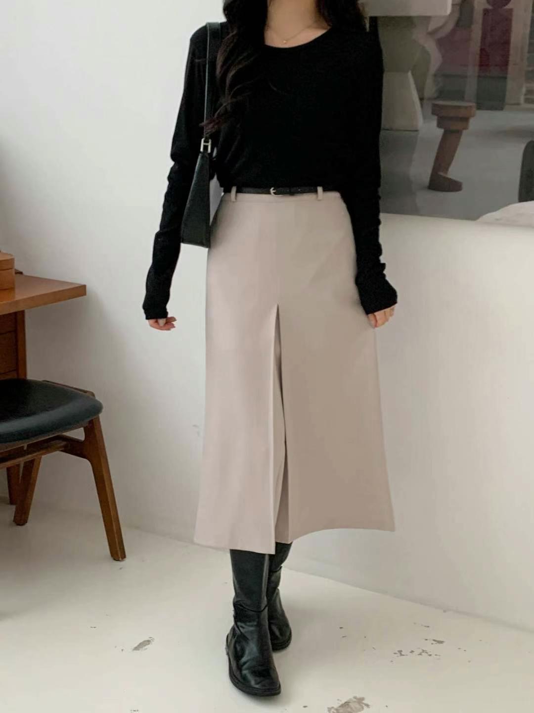 STELLA SKIRT東大門實拍女裝新款休閑熱賣真品職業長裙含腰帶STELLA SKIRT長裙