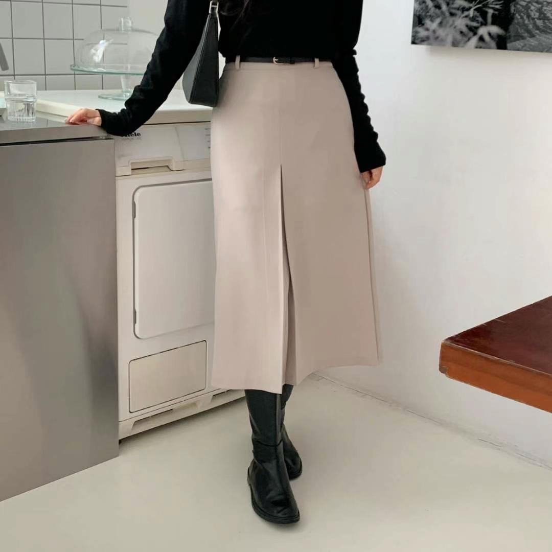 STELLA SKIRT東大門實拍女裝新款休閑熱賣真品職業長裙含腰帶STELLA SKIRT長裙