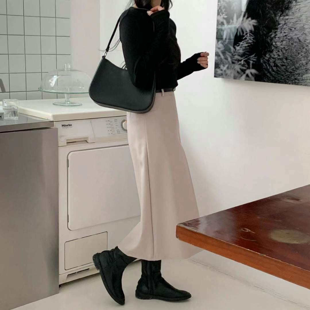 STELLA SKIRT東大門實拍女裝新款休閑熱賣真品職業長裙含腰帶STELLA SKIRT長裙