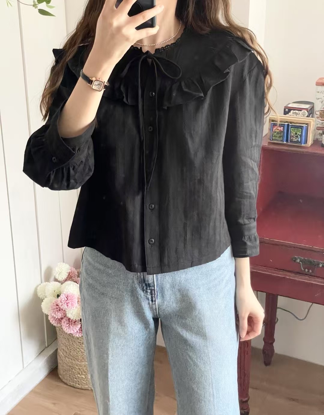 JNE東大門代購女士新款推薦25春夏人氣時尚職業真品襯衫蕾絲衫JNE襯衫/蕾絲衫