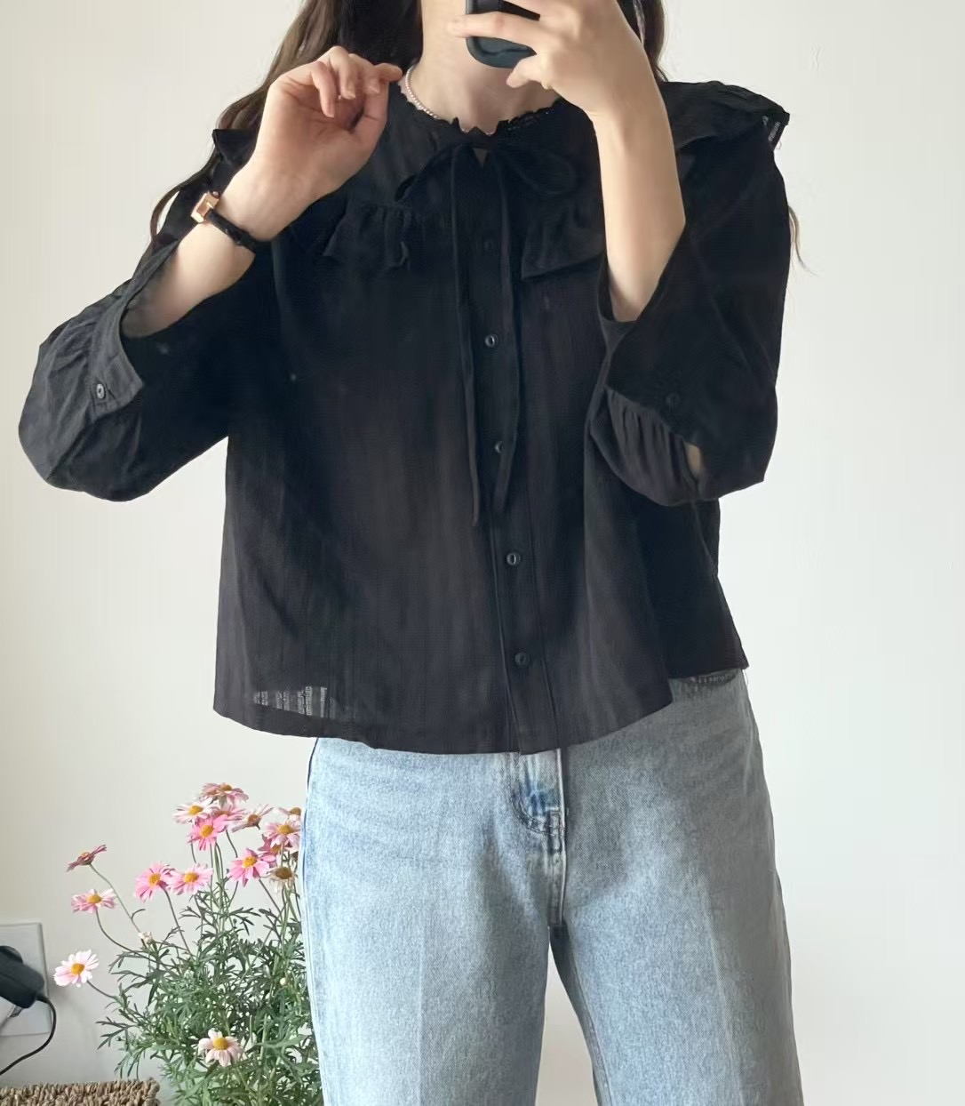JNE東大門代購女士新款推薦25春夏人氣時尚職業真品襯衫蕾絲衫JNE襯衫/蕾絲衫
