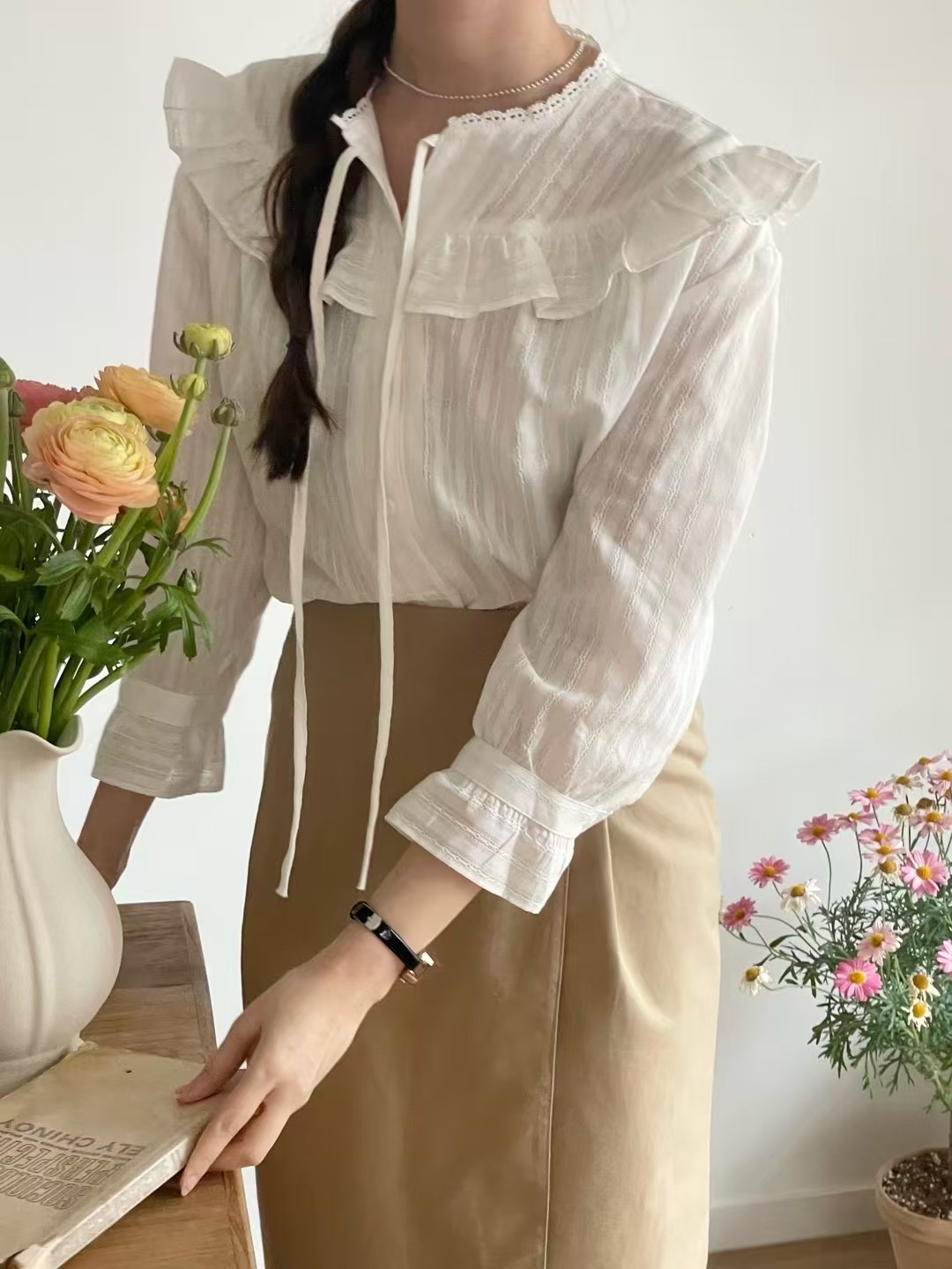 JNE東大門代購女士新款推薦25春夏人氣時尚職業真品襯衫蕾絲衫JNE襯衫/蕾絲衫