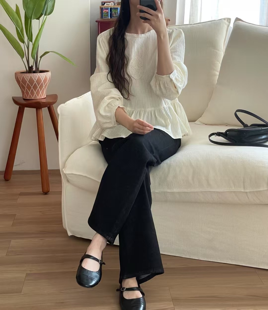 JNE東大門代購女士新品熱賣真品25春夏時尚職業推薦襯衫蕾絲衫JNE襯衫/蕾絲衫